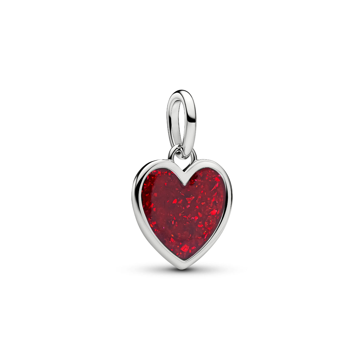 Charm Pandora Cuore rosso da incidere finitura platino