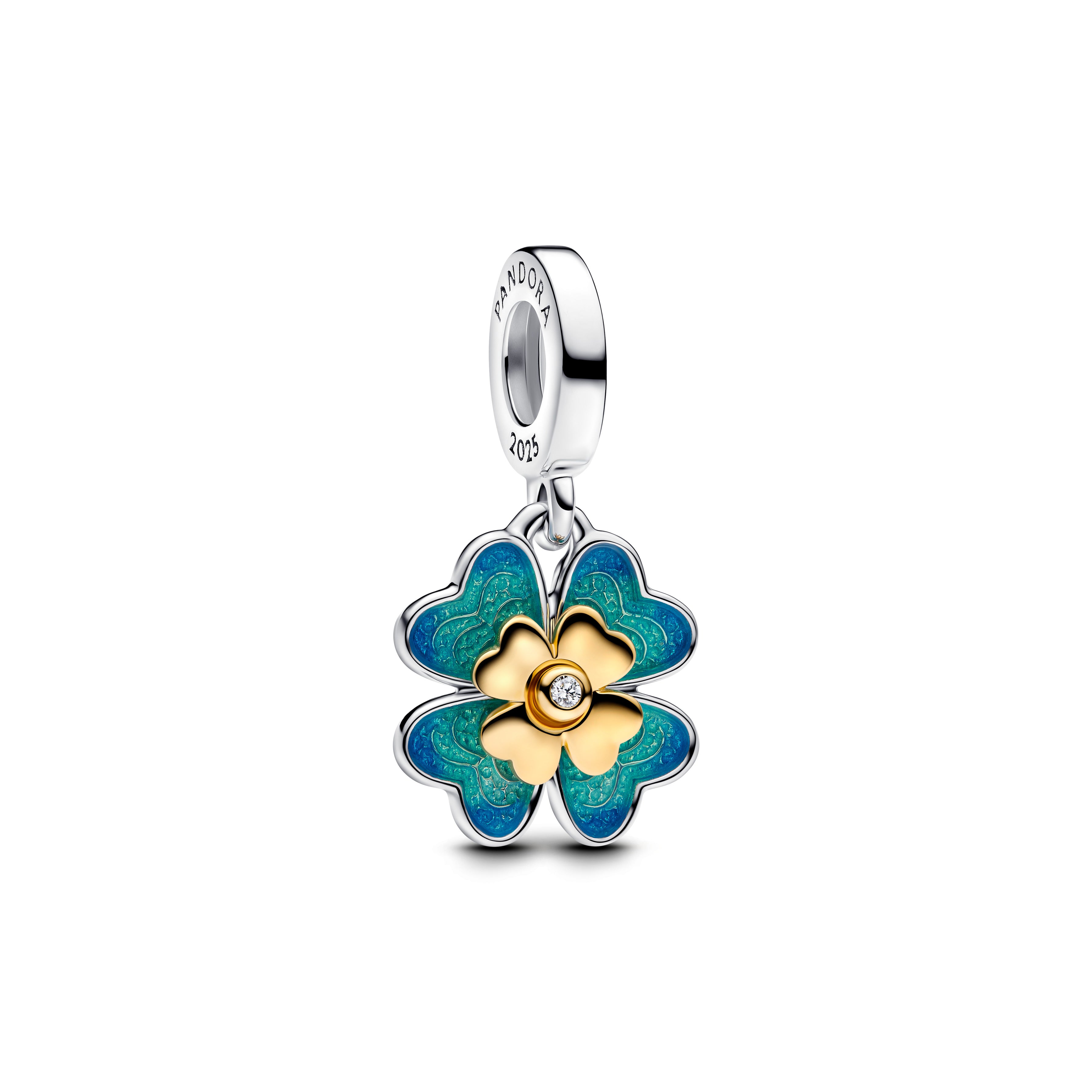 Pandora - Charm Pendente Quadrifoglio Girevole - con diamante creato in laboratorio