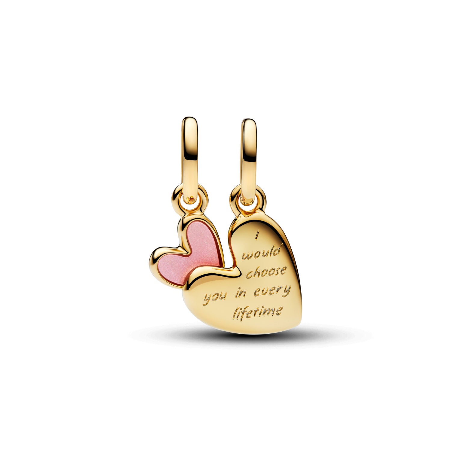 Pandora - Charm scomponibile Madre e Figlia placcato oro con madreperla in bioresina rosa