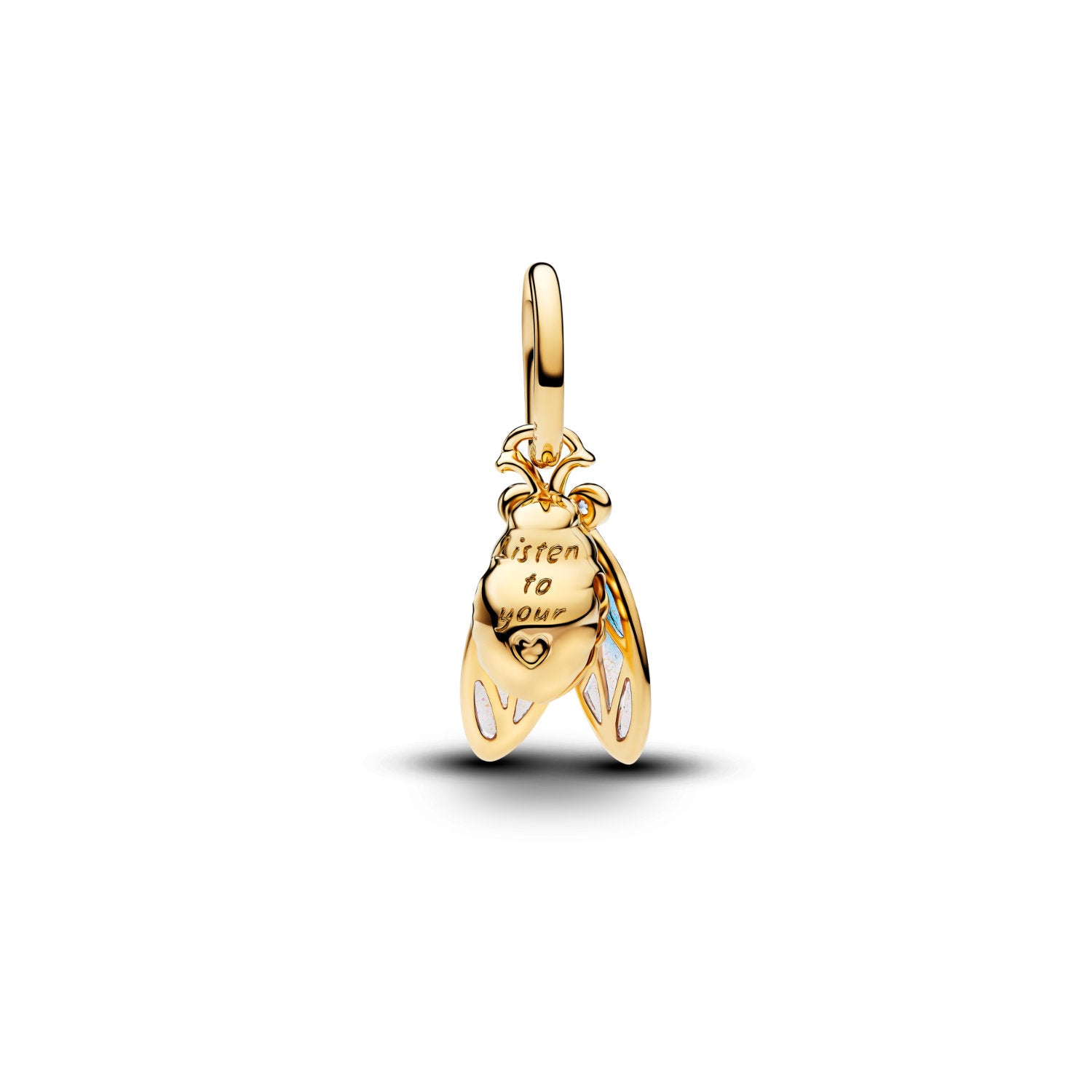 Pandora - Charm cicala placcato oro con zirconia cubica e resina blu e viola luccicante