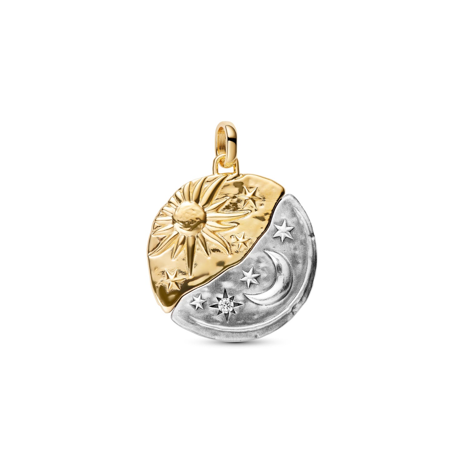 Pandora - Charm Medallion XL Sole e Luna "Per Aspera Ad Astra" Argento