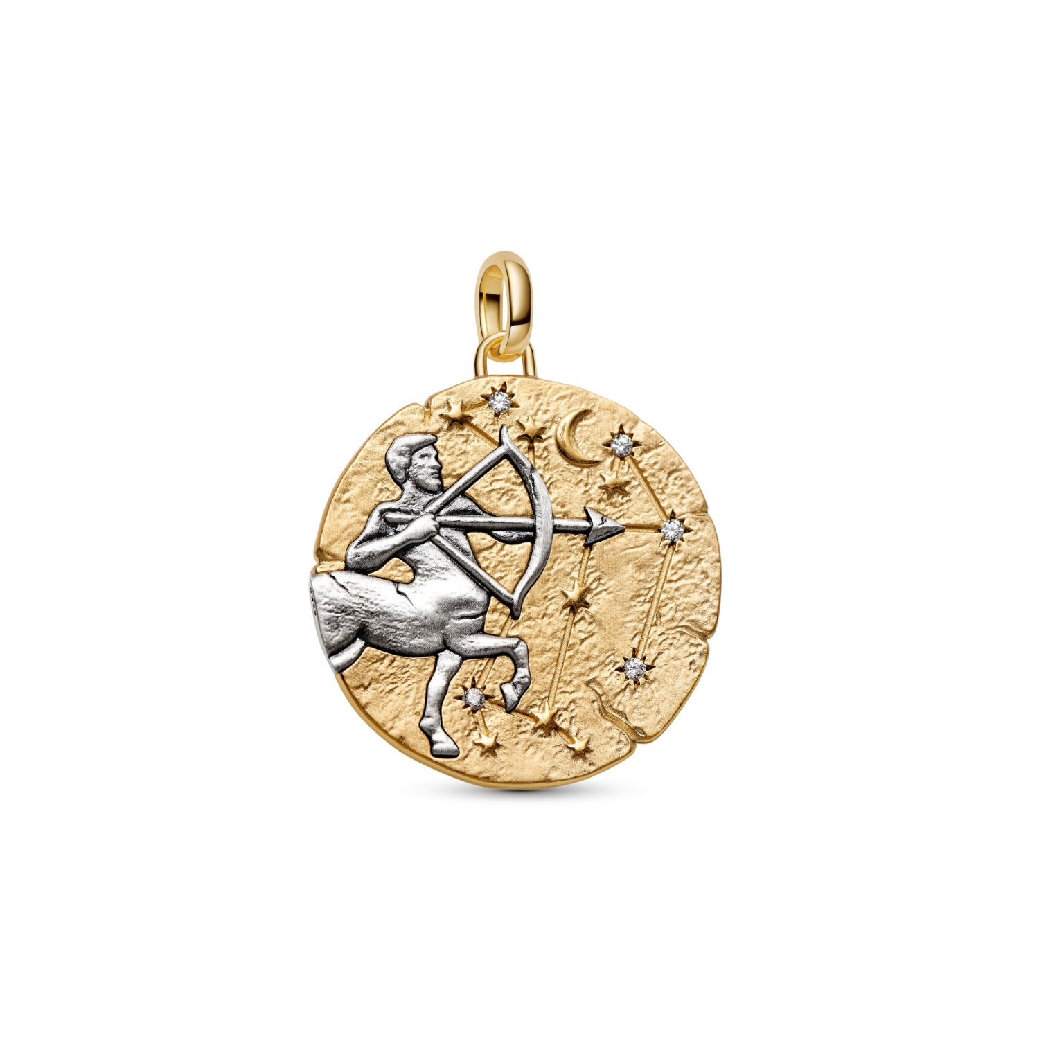 Pandora - Charm Medallion XL Sagittario "Vivere Est Audere" finitura oro
