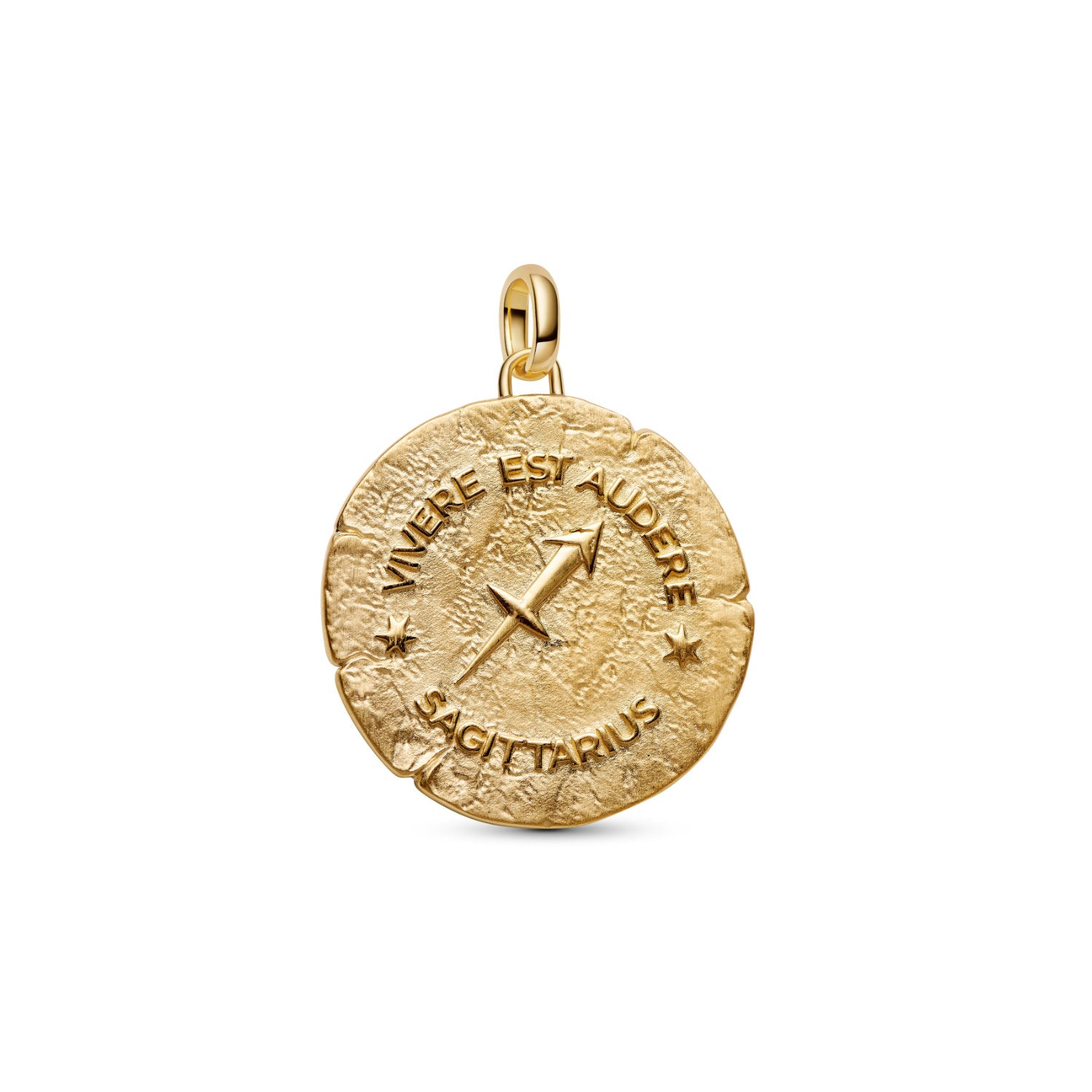 Pandora - Charm Medallion XL Sagittario "Vivere Est Audere" finitura oro