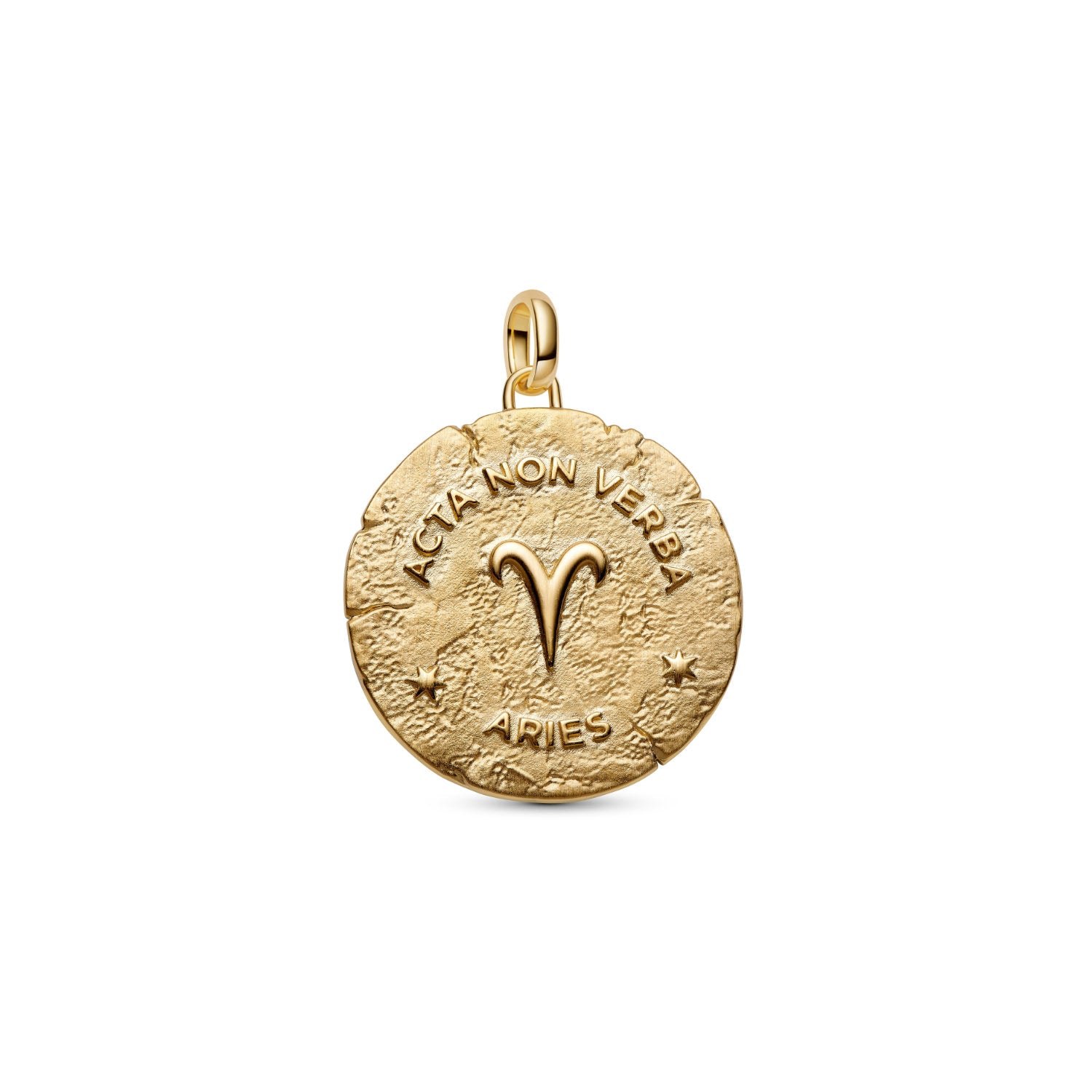 Pandora - Charm Medallion XL Ariete "Acta Non Verba" Argento finitura oro