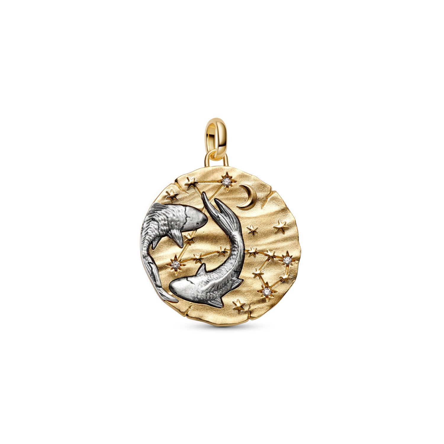 Pandora - Charm Medallion XL Pesci "Memento Somniare" Argento finitura oro