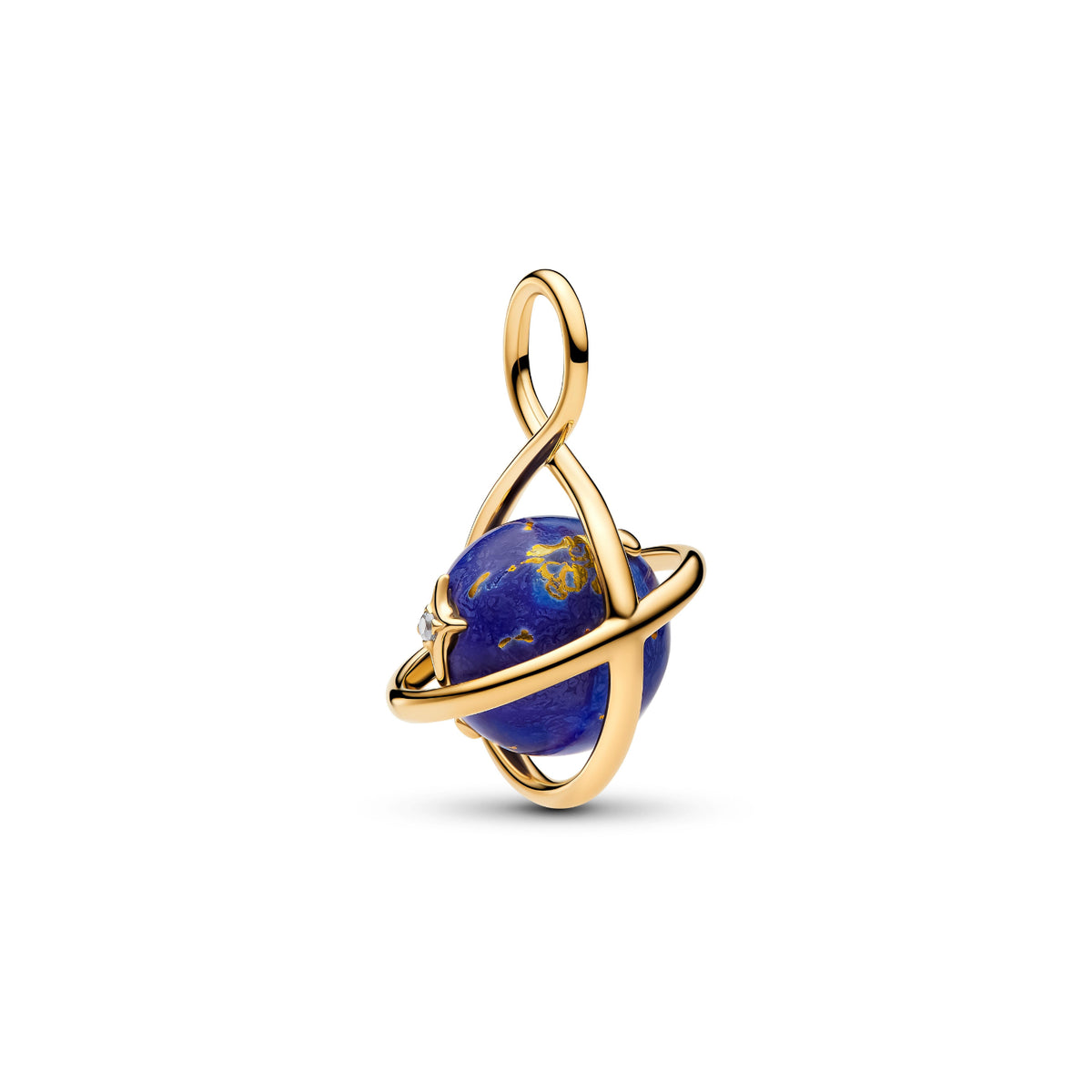 Charm Pandora Pianeta rotante in argento finitura oro 14 kt