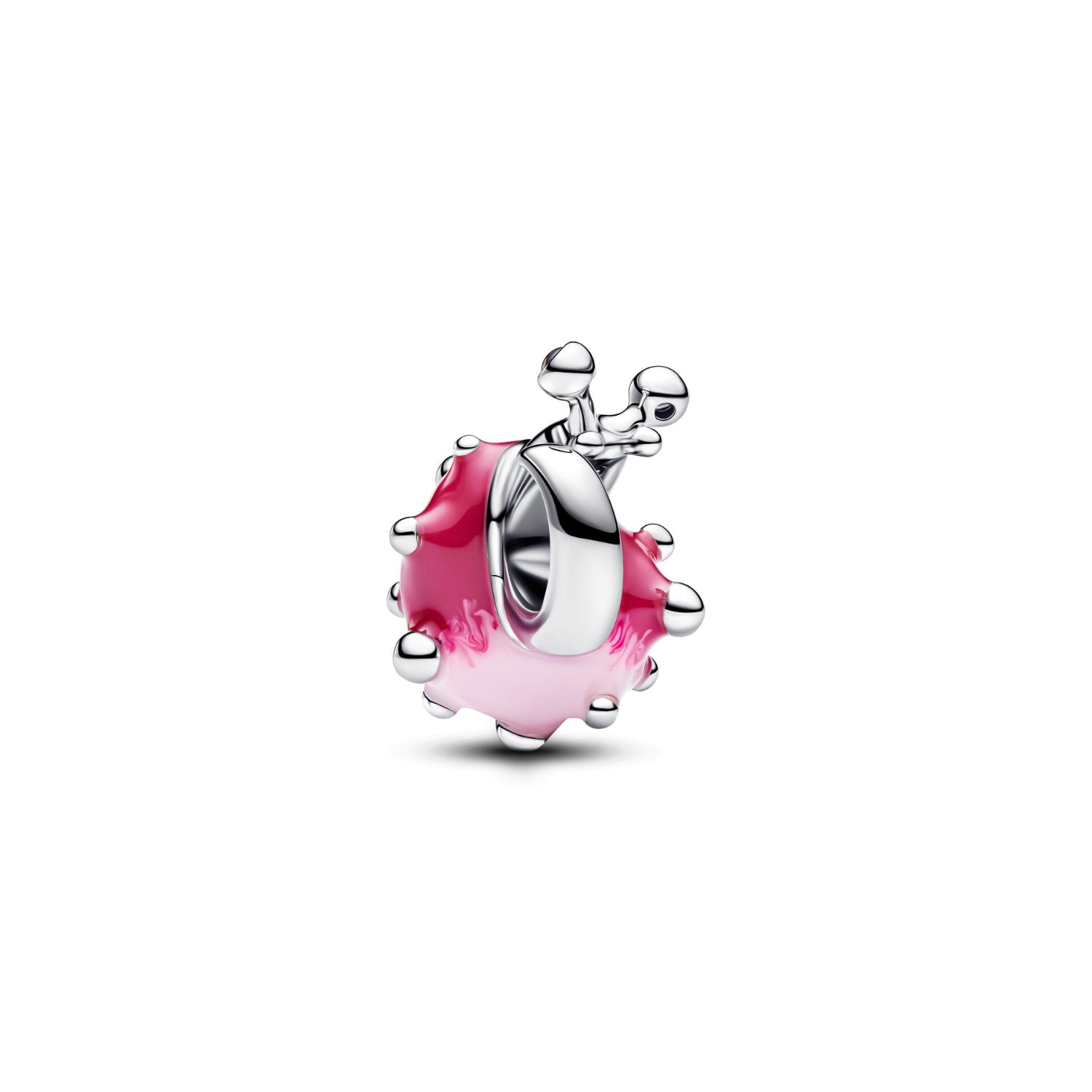 Pandora - Charm lumaca in argento con zirconia cubica rosa e smalto rosa