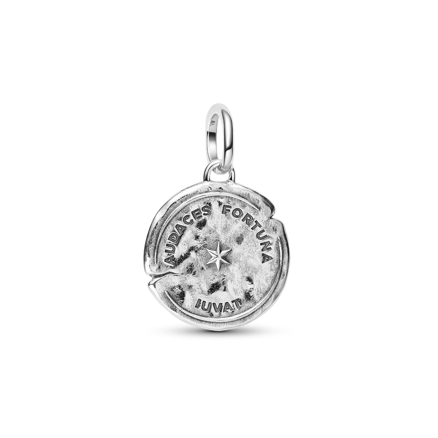 Pandora - Charm Medallion Delfino "Audaces Fortuna Iuvat" Argento