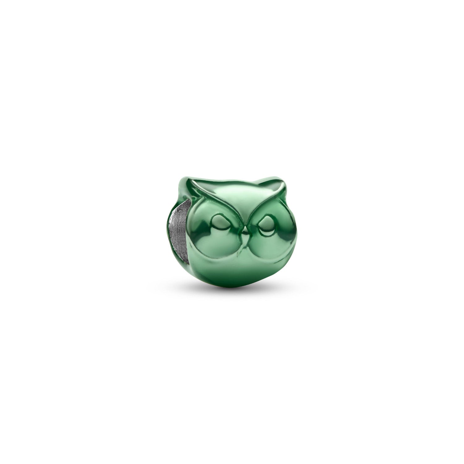 Pandora - Mini Charm Gufo effetto metallico verde Argento