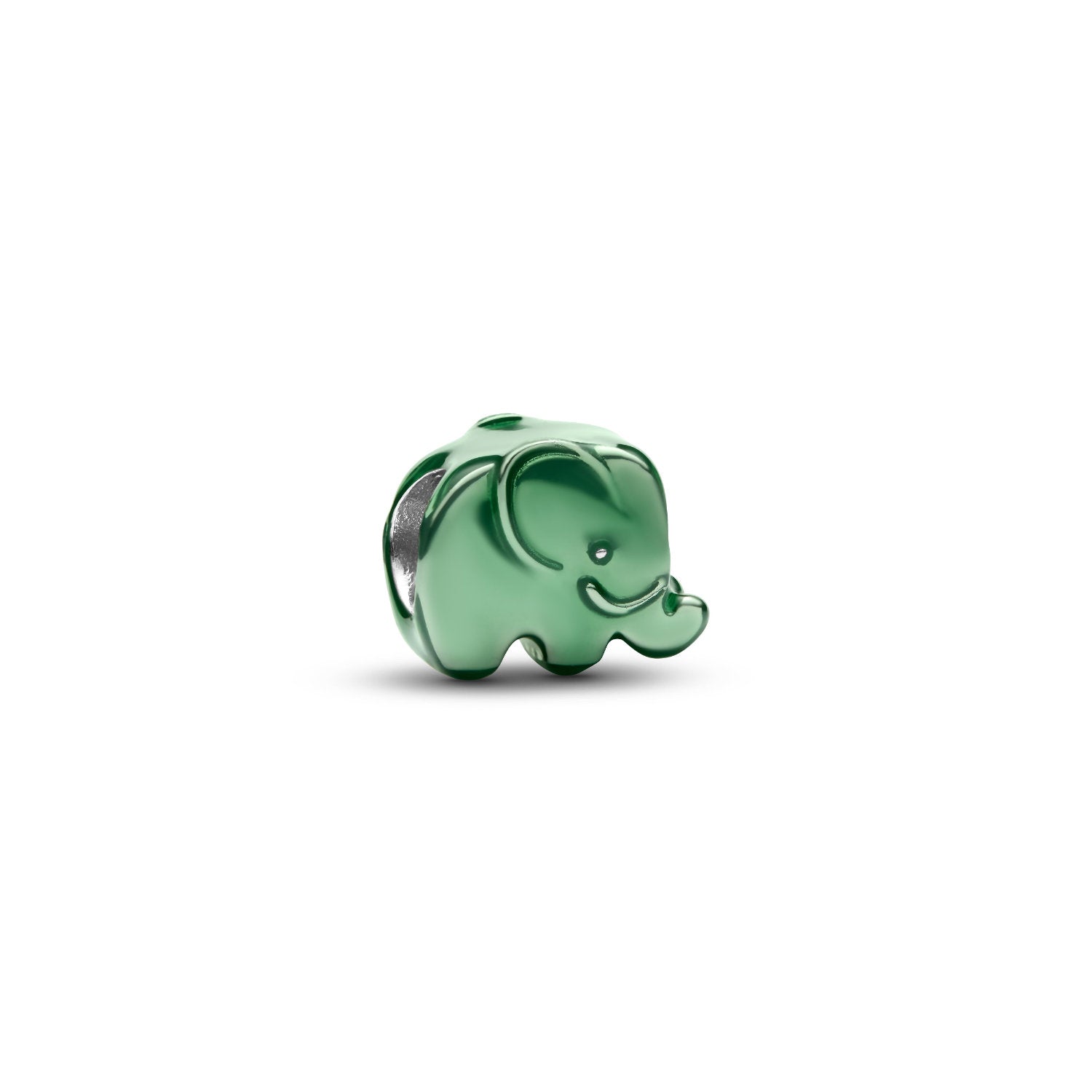 Pandora - Mini Charm Elefante effetto metallico verde Argento