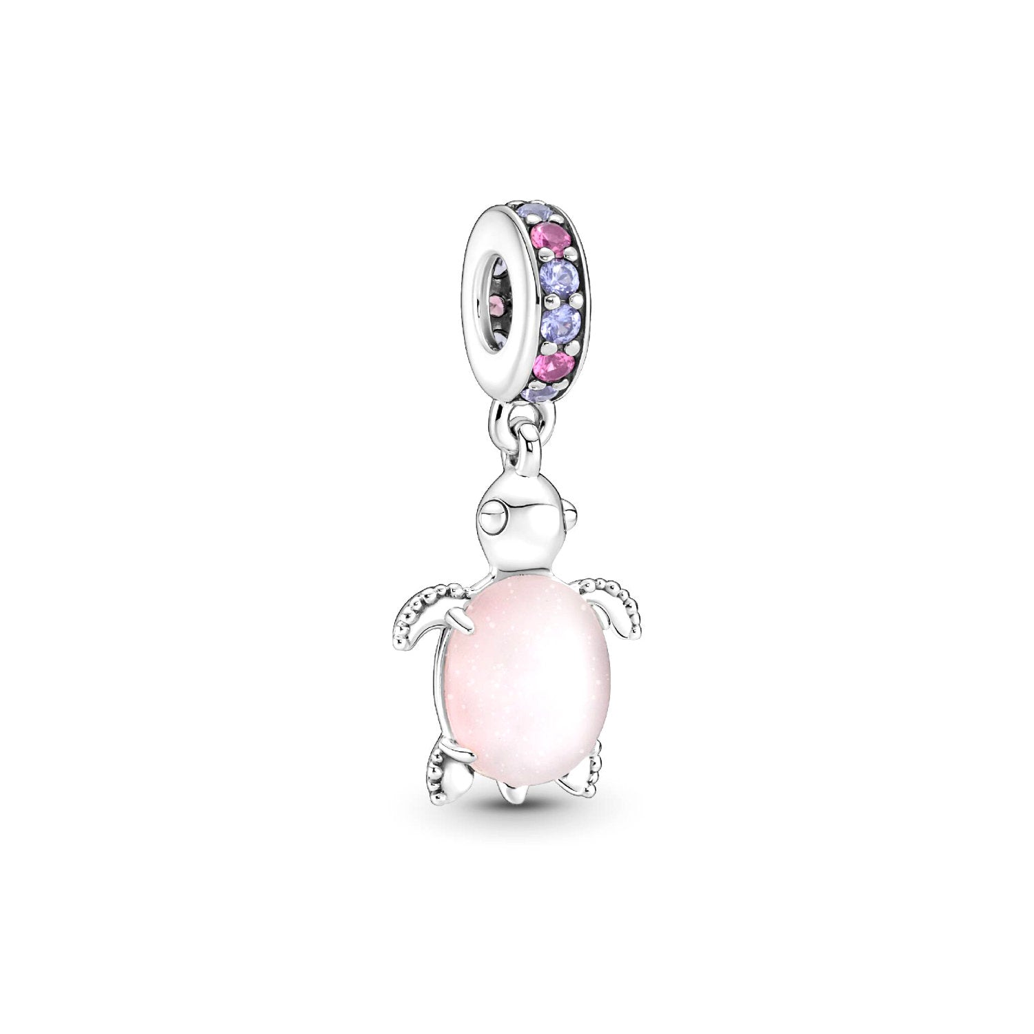 Pandora - Charm Pendente Tartaruga Marina Rosa Vetro di Murano Argento