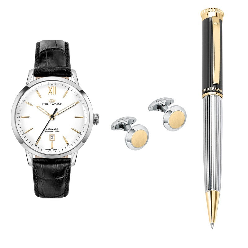 Philip Watch - Sunray 41mm Auto White Dial Blk St+pen