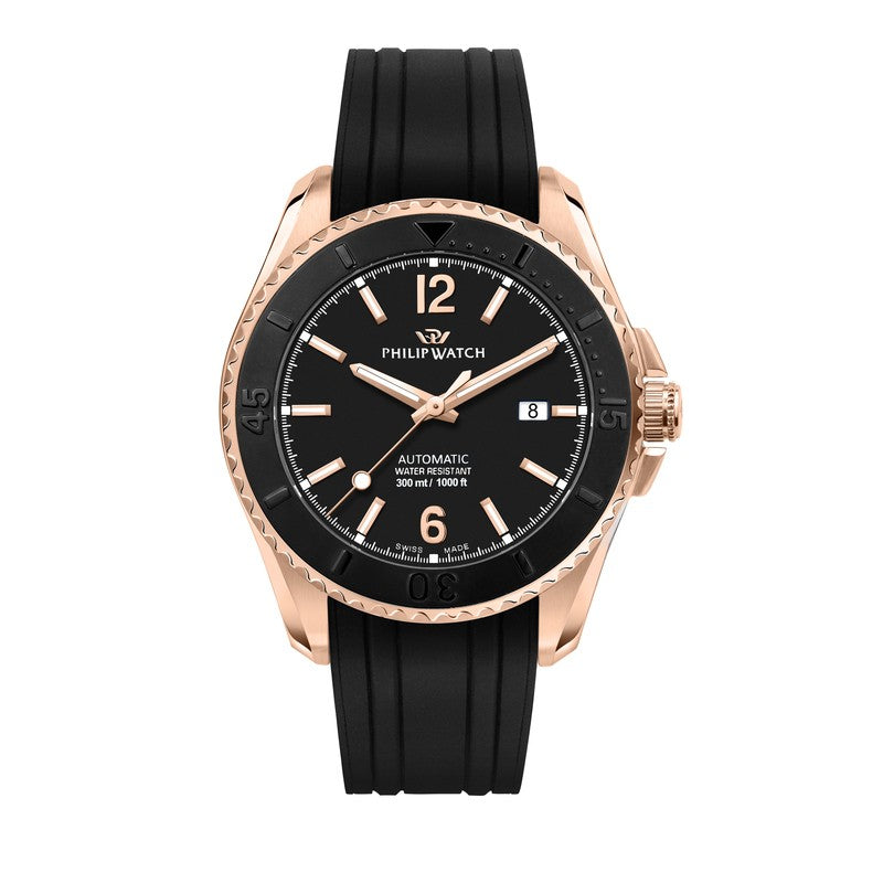 Philip Watch - Amalfi 43mm Auto Black Dial Blk Silic st