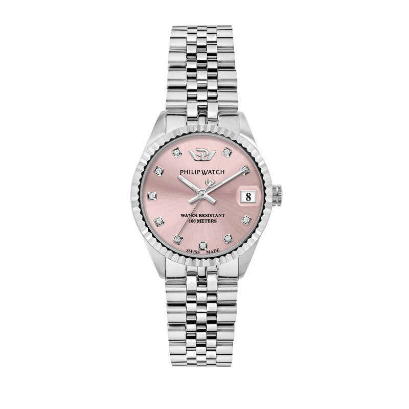 Philip Watch - Caribe 31mm 3h Rose Dial W/diam Br ss
