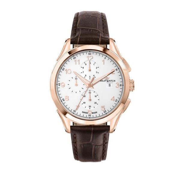 Philip Watch - Roma 41mm Chro White Silver Dial Brown S
