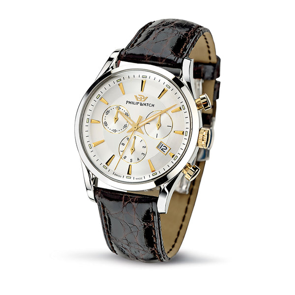 Philip Watch - Sunray 39mm Chr Silver White D/brown s.