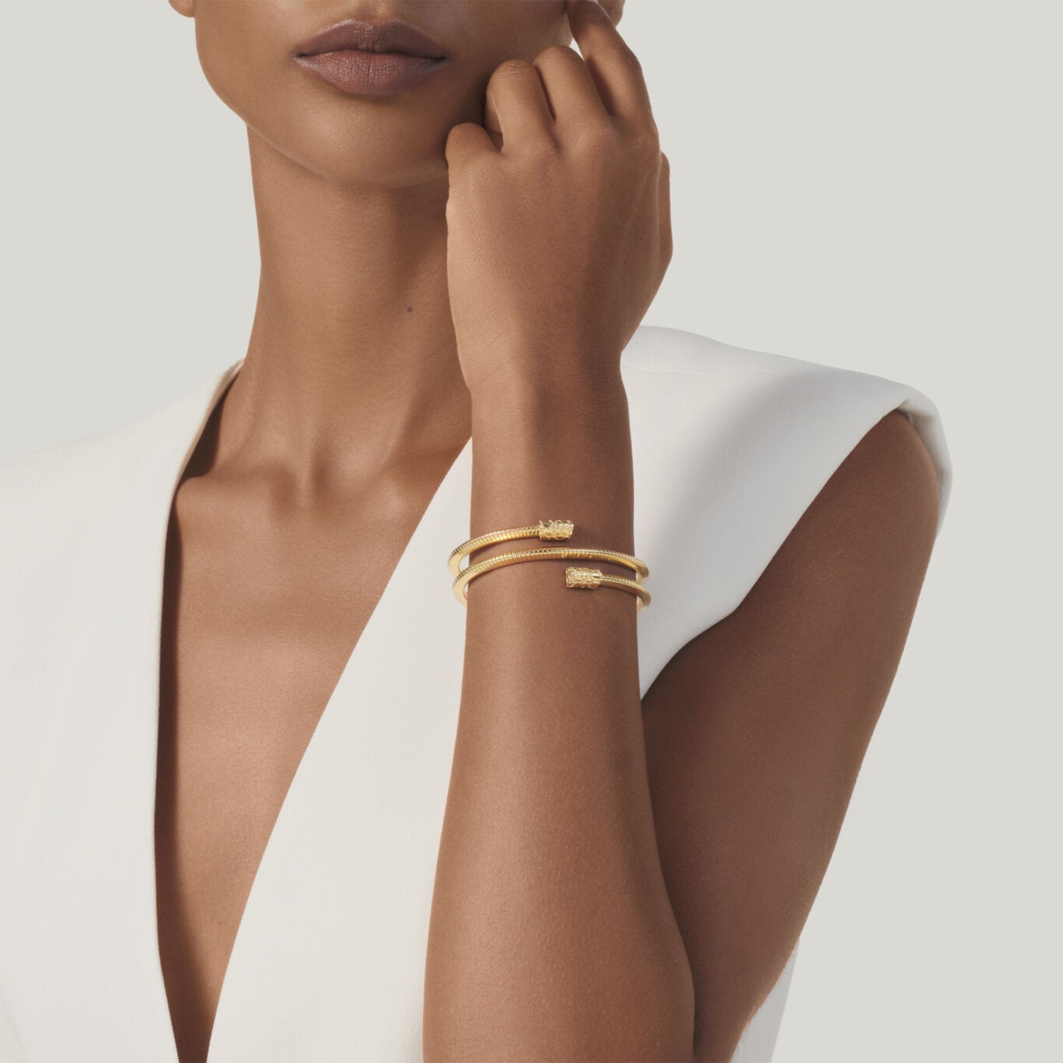 Raspini - Bracciale tubogas croco doppio piccolo argento placcato oro