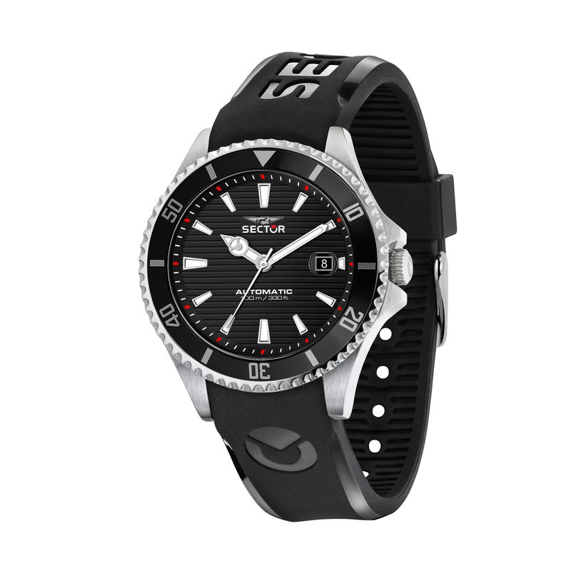 Sector - 230 43mm Auto 3h Black Dial Black Sil st