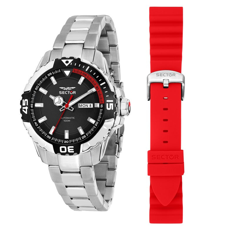 Sector - Legend 43mm Auto 3h Blk Dial Ss Br+red S