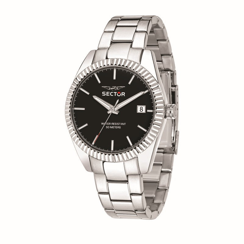 Sector - 240 Gents 41mm 3h Black Dial Ss br