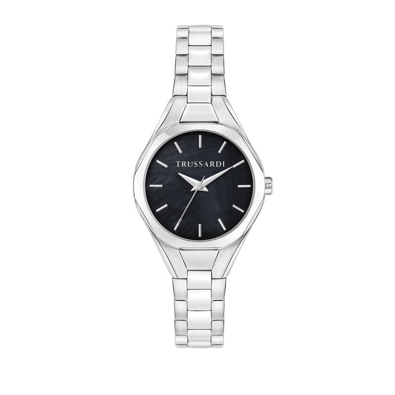 Trussardi - Metropolitan 30mm 3h Black Dial Br ss